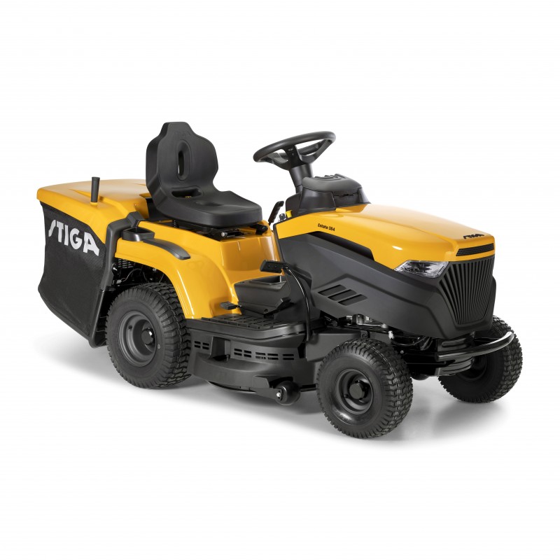 Stiga Estate 384 – traktorek ogrodowy widok z prawego boku i przód